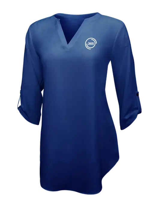 Dark Royal Womens 3/4 Sleeve Tunic Blouse w/365 Icon Logo