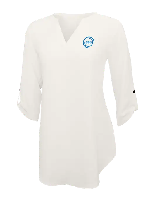 Ivory Womens 3/4 Sleeve Tunic Blouse w/365 Icon Logo