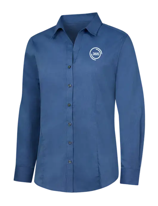 Light Navy Womens Crosshatch Easy Care Shirt w/365 Icon Logo
