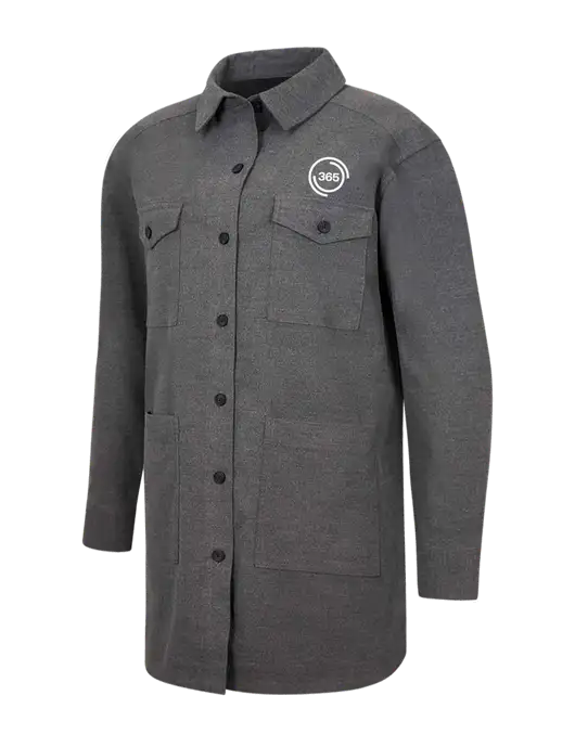 Mercer+Mettle Womens Medium Grey Heather Long Sleeve Twill Overshirt w/365 Icon Logo