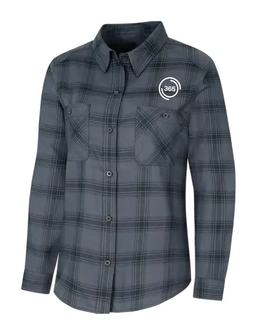 Womens Grey/Black Plaid Flannel Shirt w/365 Icon Logo