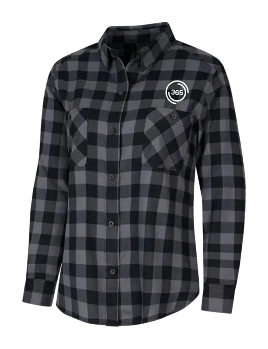 Womens Medium Grey/Black Buffalo Check Plaid Flannel Shirt w/365 Icon Logo