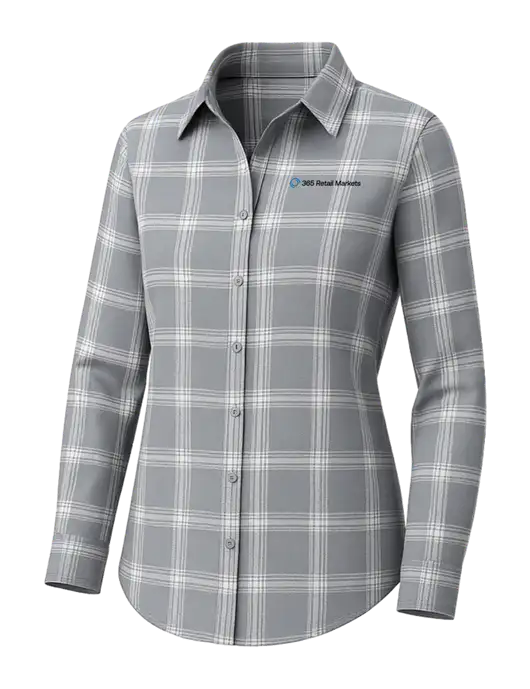 Womens Medium Grey/Cream Open Plaid Flannel Tunic w/365 Logo