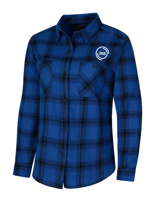 Womens Royal/Black Plaid Flannel Shirt w/365 Icon Logo