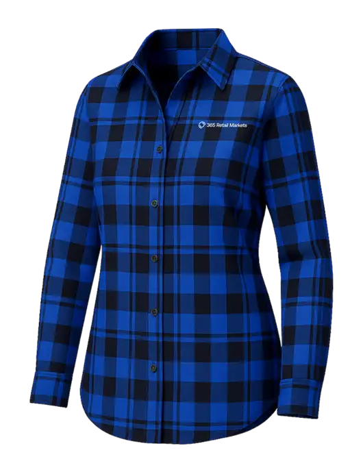 Womens Royal/Black Plaid Flannel Tunic w/365 Logo