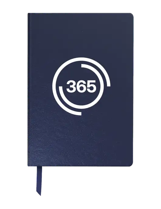 Achieve Navy Hardcover Journal, 5.5 x 8.37 w/365 Icon Logo