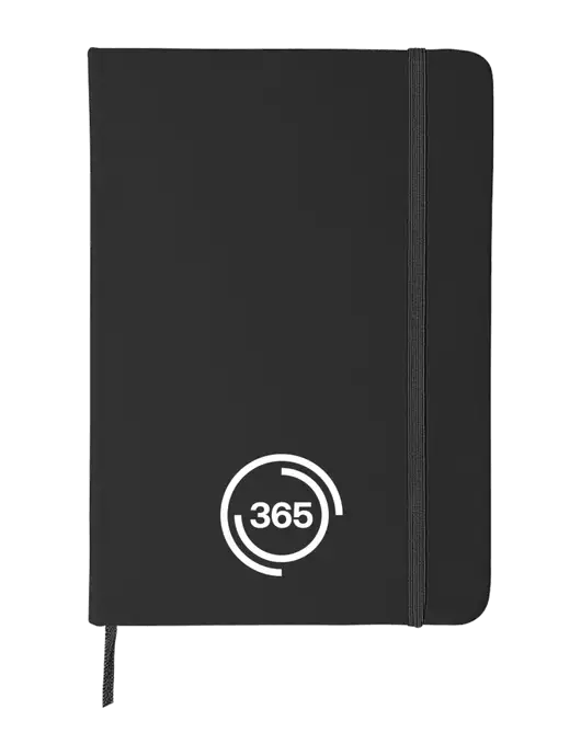 Black Comfort Touch Bound Journal 5" X 7" w/365 Icon Logo