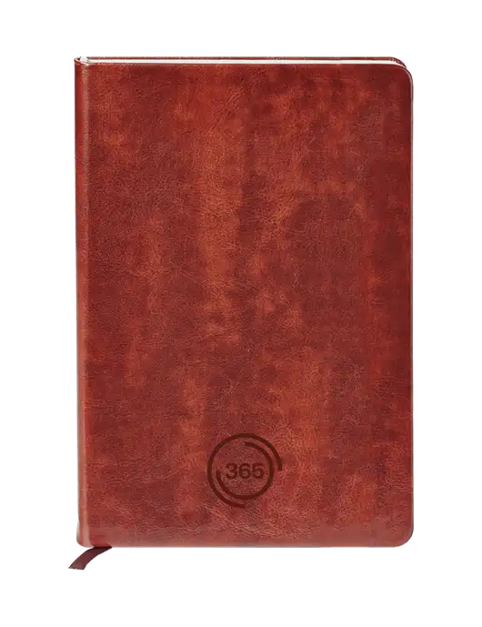 Fabrizio Brown Hard Cover 5.75 x 8.3 Journal w/365 Icon Logo