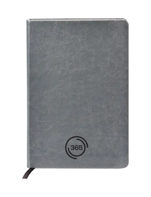 Fabrizio Grey Hard Cover 5.75 x 8.3 Journal w/365 Icon Logo