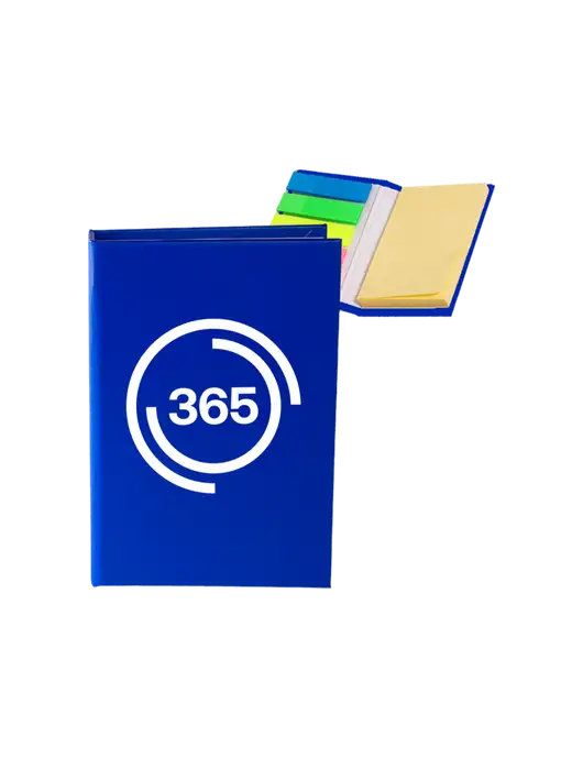 Dark Royal Blue Micro Sticky Note Pad, 2 x 3.25 w/365 Icon Logo