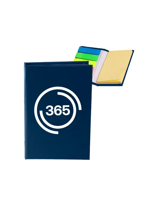 Navy Micro Sticky Note Pad, 2 x 3.25 w/365 Icon Logo