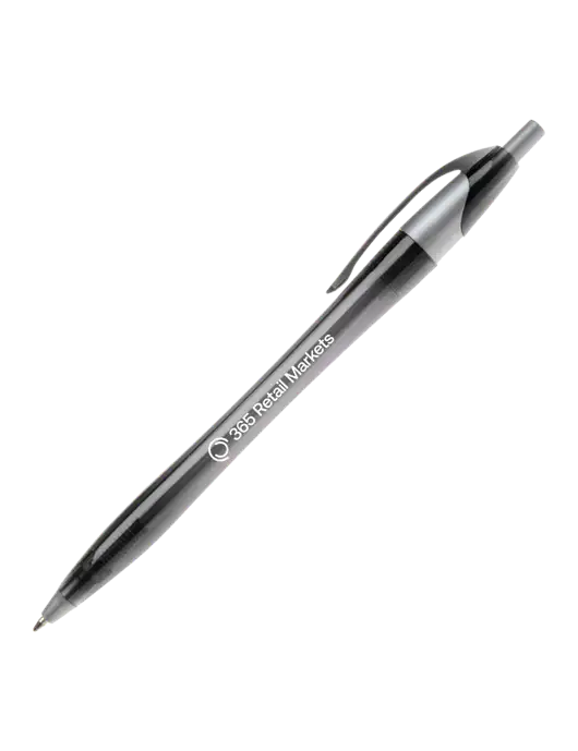 Novella Translucent Black/Silver Jewel Pen - Blue Ink w/365 Logo
