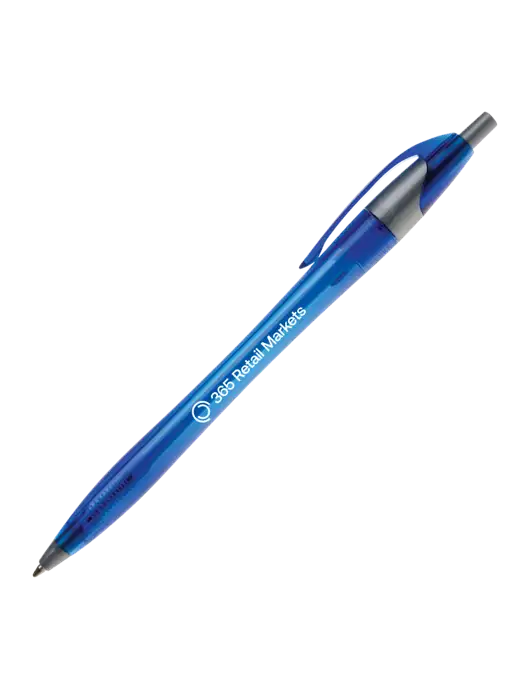 Novella Translucent Blue/Silver Jewel Pen - Blue Ink w/365 Logo