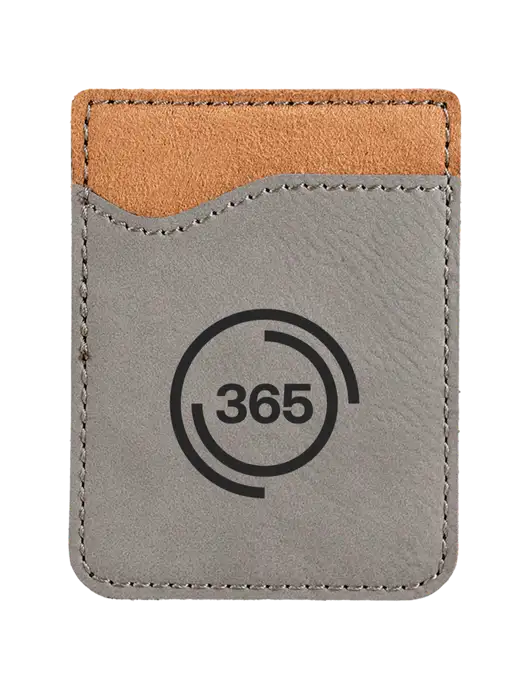 Grey Laserable Leatherette Phone Wallet w/365 Icon Logo