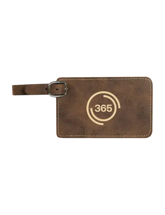 Rustic Leatherette Luggage Tag w/365 Icon Logo