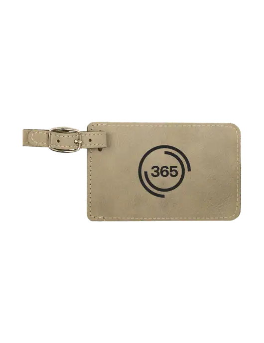 Tan Leatherette Luggage Tag w/365 Icon Logo