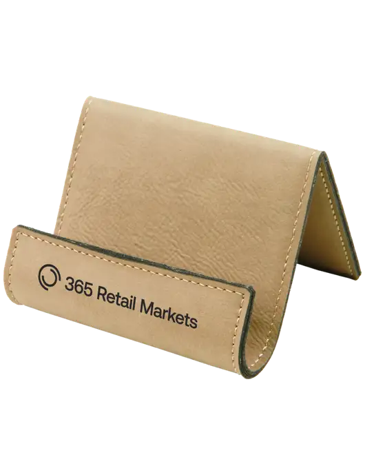 Tan Leatherette Card & Phone Holder w/365 Logo