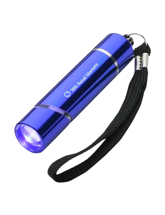 Blue Aluminum Scope LED Flashlight w/365 Logo
