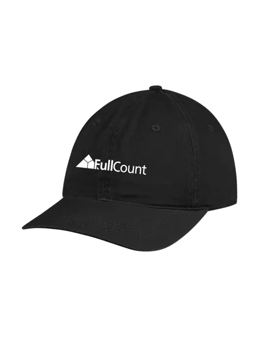 Garment Washed Unstructured Twill Black Cap w/FullCount Logo