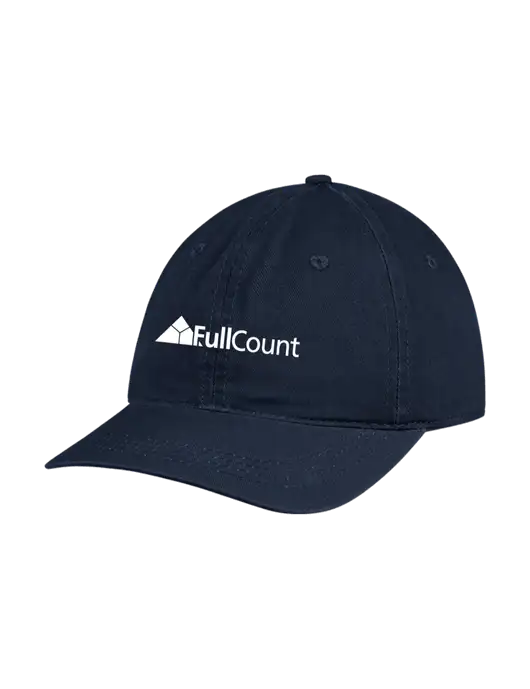 Garment Washed Unstructured Twill Navy Cap w/FullCount Logo