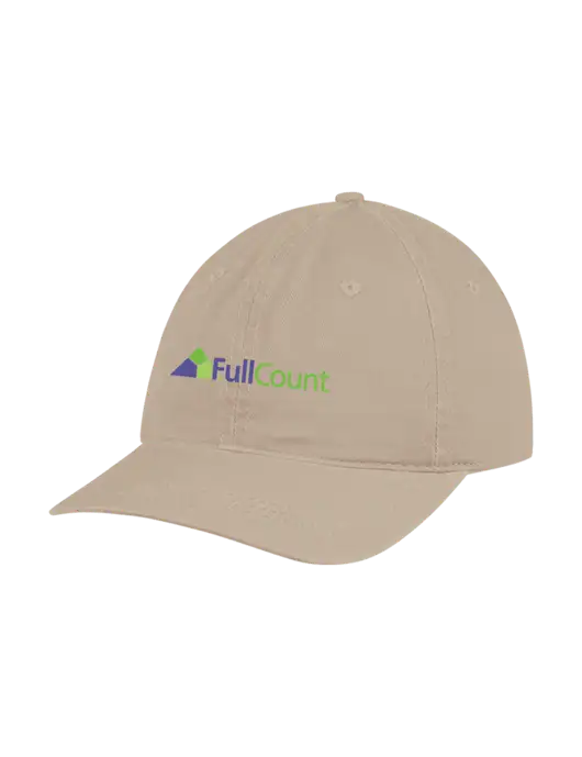 Garment Washed Unstructured Twill Tan Cap w/FullCount Logo