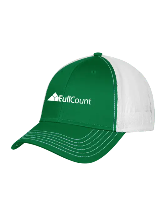 Kelly & White Mesh Trucker Cap Snap Back w/FullCount Logo