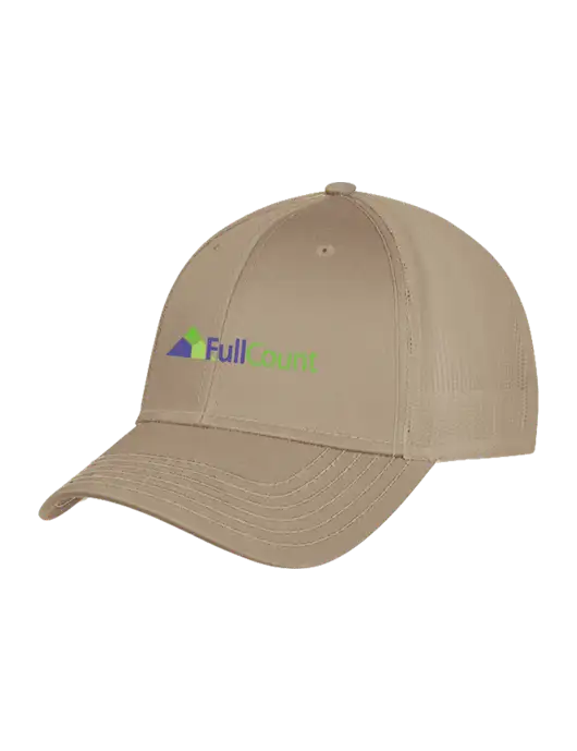 Khaki Mesh Trucker Cap Snap Back w/FullCount Logo