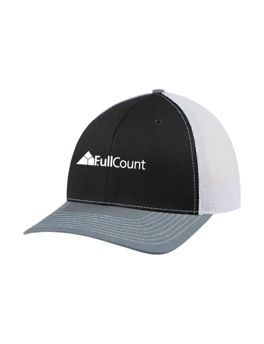 Richardson Adjustable Snapback Original 112 Trucker Cap Black/Light Heather Grey/White Mesh w/FullCount Logo