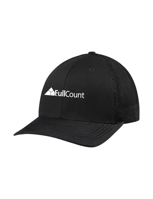 Richardson Adjustable Snapback Original 112 Trucker Cap Black w/Black Mesh w/FullCount Logo