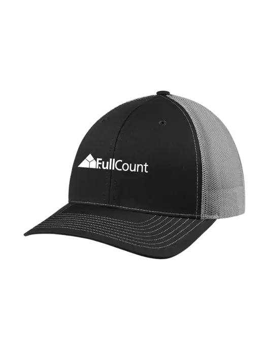 Richardson Adjustable Snapback Original 112 Trucker Cap Black w/Charcoal Mesh w/FullCount Logo