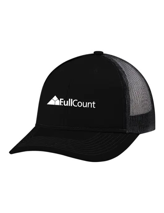 Snapback Ponytail Trucker Cap Black w/Black Mesh w/FullCount Logo
