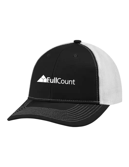 Snapback Ponytail Trucker Cap Black w/White Mesh w/FullCount Logo