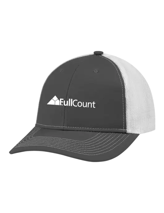 Snapback Ponytail Trucker Cap Dark Grey w/White Mesh w/FullCount Logo