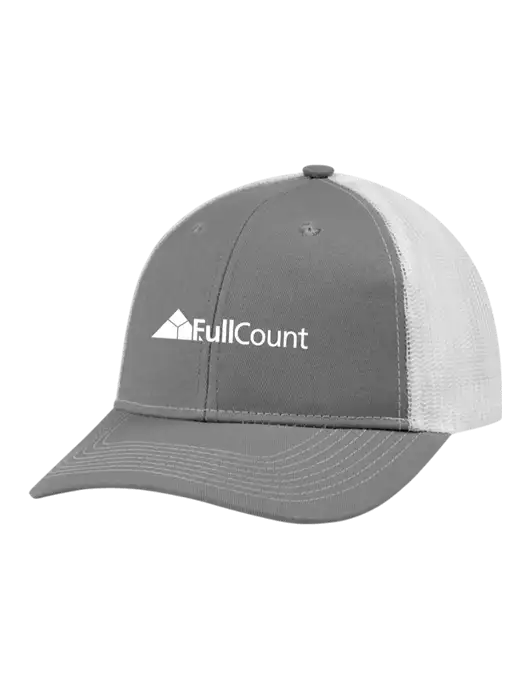 Snapback Ponytail Trucker Cap Light Medium Heather Grey w/White Mesh w/FullCount Logo