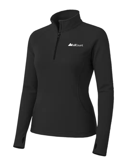 Charcoal Grey Womens Sport Wick Stretch 1/4 Zip Pullover w/FullCount Logo