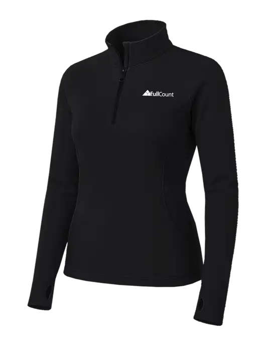 Womens Black Sport Wick Stretch 1/4 Zip Pullover w/FullCount Logo