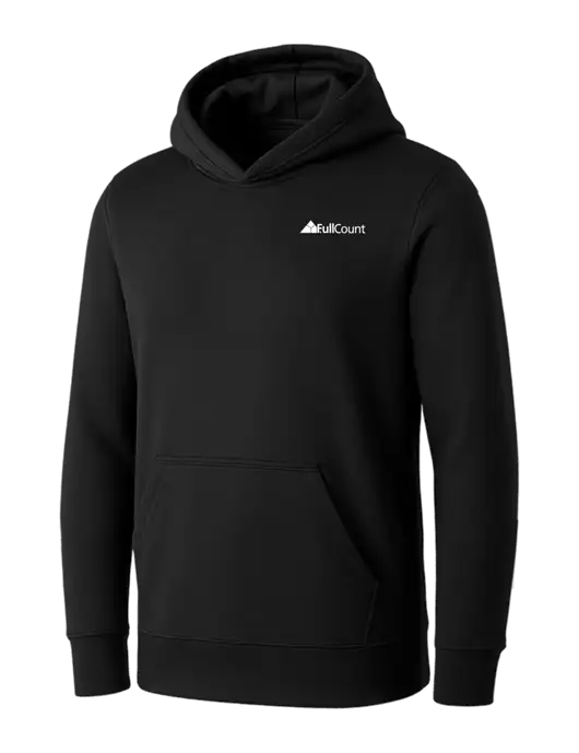 Womens Black Core Fleece Pullover Hooded Sweatshirt w/FullCount Logo