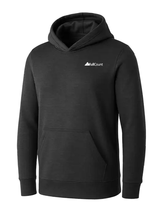 Womens Dark Grey Heather Core Fleece Pullover Hooded Sweatshirt w/FullCount Logo