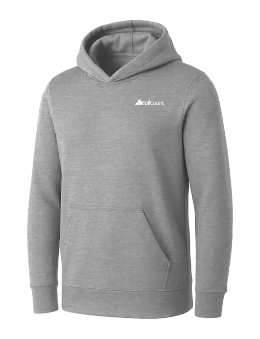 Womens Light Grey Heather Core Fleece Pullover Hooded Sweatshirt w/FullCount Logo