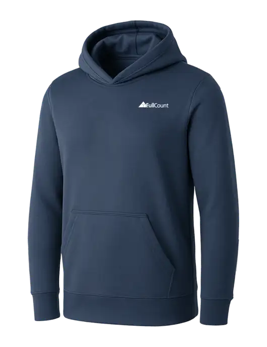 Womens Navy Core Fleece Pullover Hooded Sweatshirt w/FullCount Logo