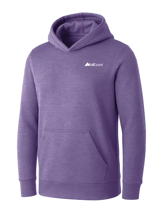 Womens Purple Heather Core Fleece Pullover Hooded Sweatshirt w/FullCount Logo