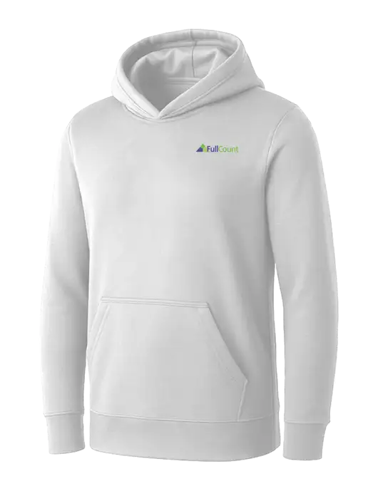 Womens White Core Fleece Pullover Hooded Sweatshirt w/FullCount Logo