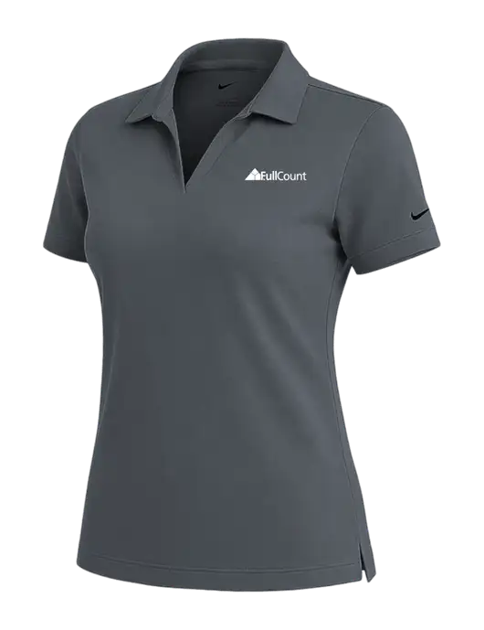 NIKE Dark Grey Womens Dri-Fit Micro Pique Polo w/FullCount Logo