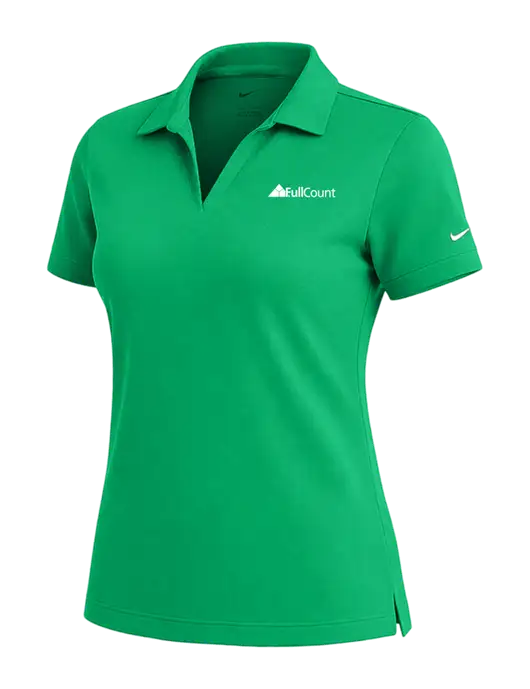 NIKE Kelly Green Womens Dri-Fit Micro Pique Polo w/FullCount Logo