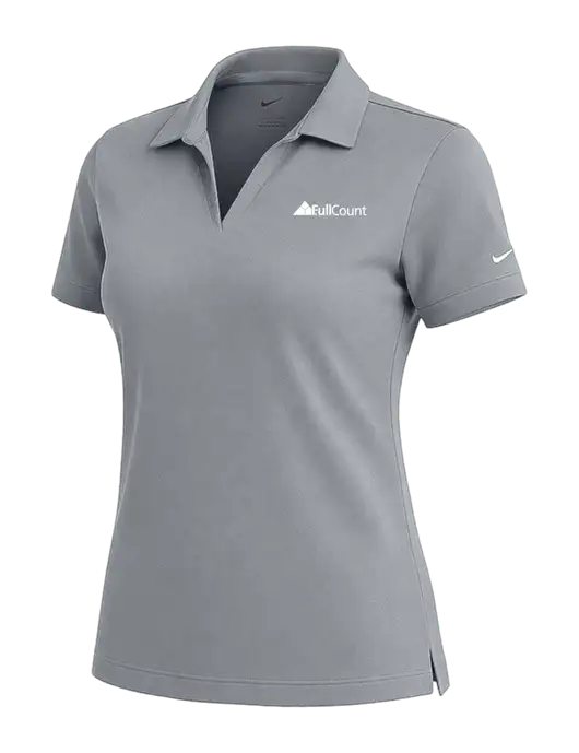 NIKE Medium Grey Womens Dri-Fit Micro Pique Polo w/FullCount Logo