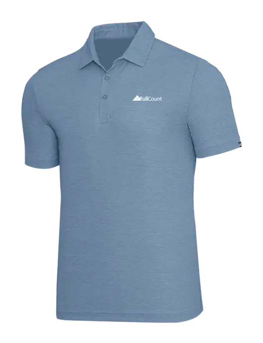 TravisMathew Slate Blue Heather Oceanside Polo w/FullCount Logo