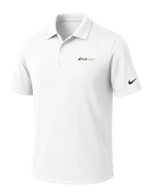 NIKE White Dri-Fit Micro Pique Polo w/FullCount Logo