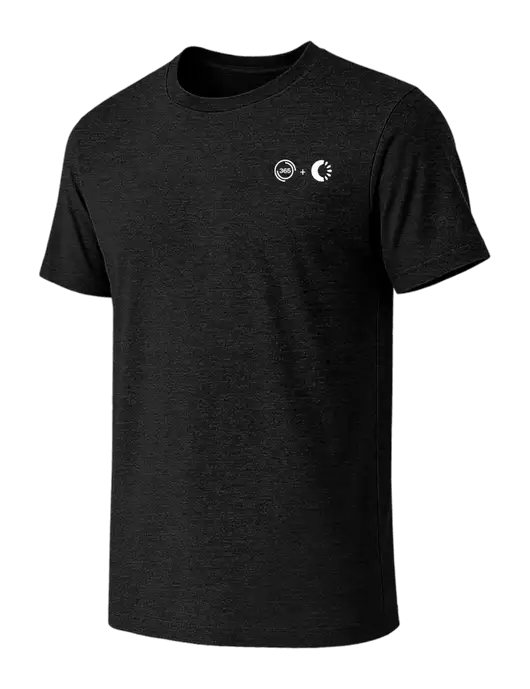 BELLA+CANVAS Black Heather CVC Short Sleeve Tee w/365 Cantaloupe Logo