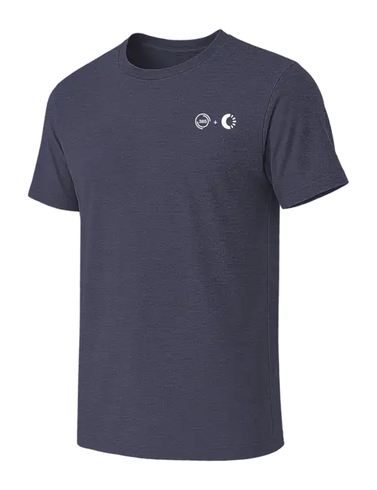 BELLA+CANVAS Heather Navy CVC Short Sleeve Tee w/365 Cantaloupe Logo