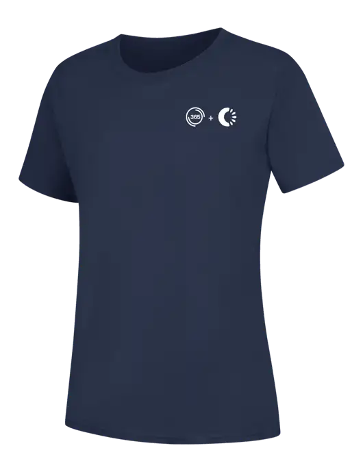 Womens Navy Core Blend Tee w/365 Cantaloupe Logo
